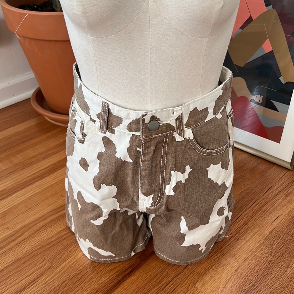 NWT 12th Tribe Cow Print shorts